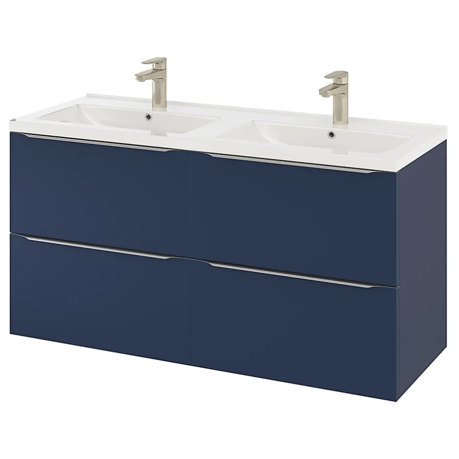 GoodHome Plan double vasque blanc en céramique l.120 cm Nira