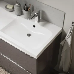 GoodHome Plan double vasque en résine blanc Mila 120 cm* Plan Double Vasque