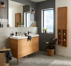 GoodHome Plan double vasque en résine blanc Mila 120 cm* Plan Double Vasque