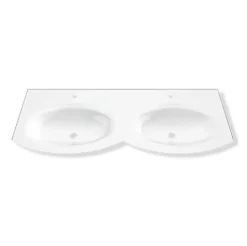 Plan double vasque en résine blanc Vague 138 cm* Plan Double Vasque