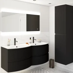 Plan double vasque en résine blanc Vague 138 cm* Plan Double Vasque