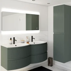 Plan double vasque en résine blanc Vague 138 cm* Plan Double Vasque