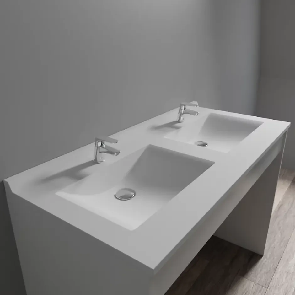 Cuisibane Plan double vasque en résine de synthèse RESIPLAN - 120 cm