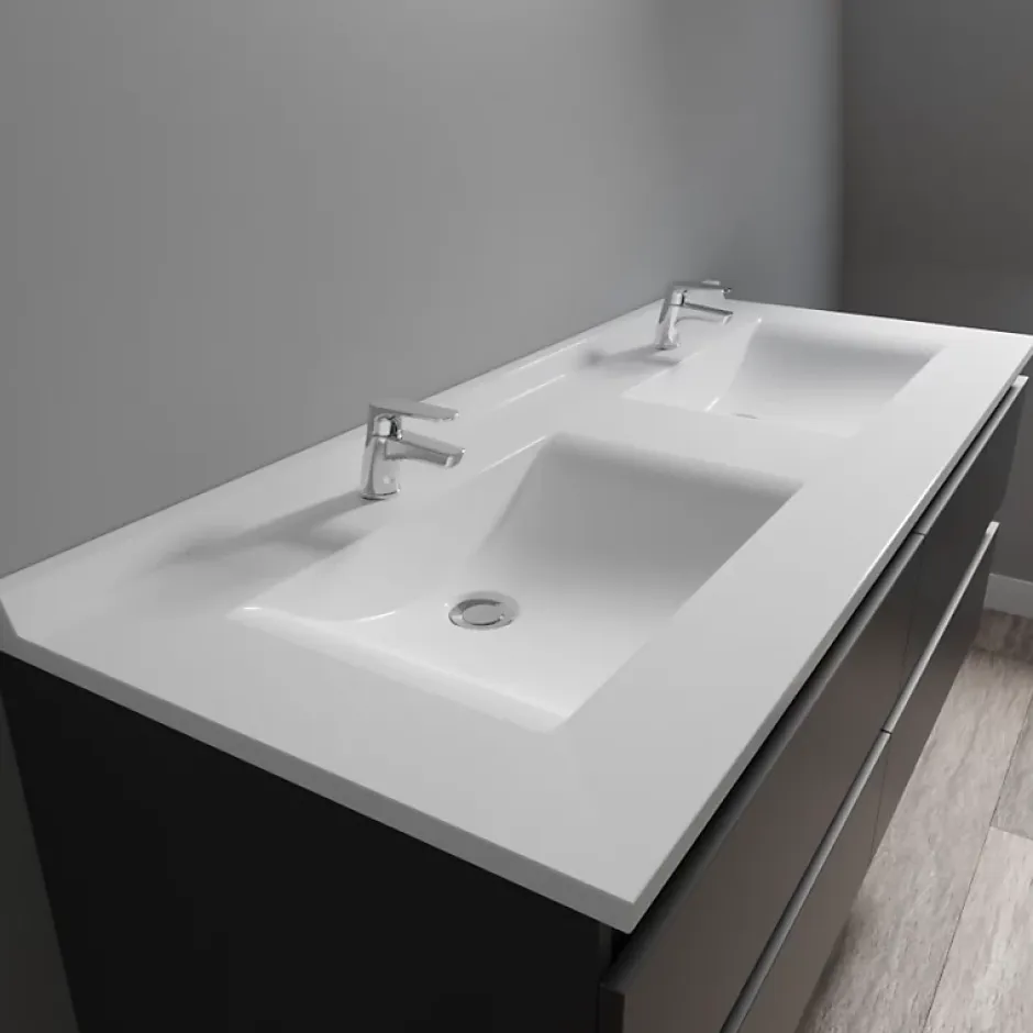 Cuisibane Plan double vasque en résine de synthèse RESIPLAN - 140 cm* Plan Double Vasque