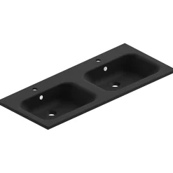 Ipiemme SRL Plan double vasque noir en résine l.120 cm, Pura+* Plan Double Vasque