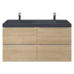 GoodHome Plan double vasque noir Mila 120 cm* Plan Double Vasque