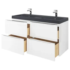 GoodHome Plan double vasque noir Mila 120 cm* Plan Double Vasque