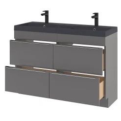 GoodHome Plan double vasque noir Mila 120 cm* Plan Double Vasque
