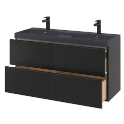 GoodHome Plan double vasque noir Mila 120 cm* Plan Double Vasque