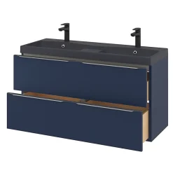 GoodHome Plan double vasque noir Mila 120 cm* Plan Double Vasque