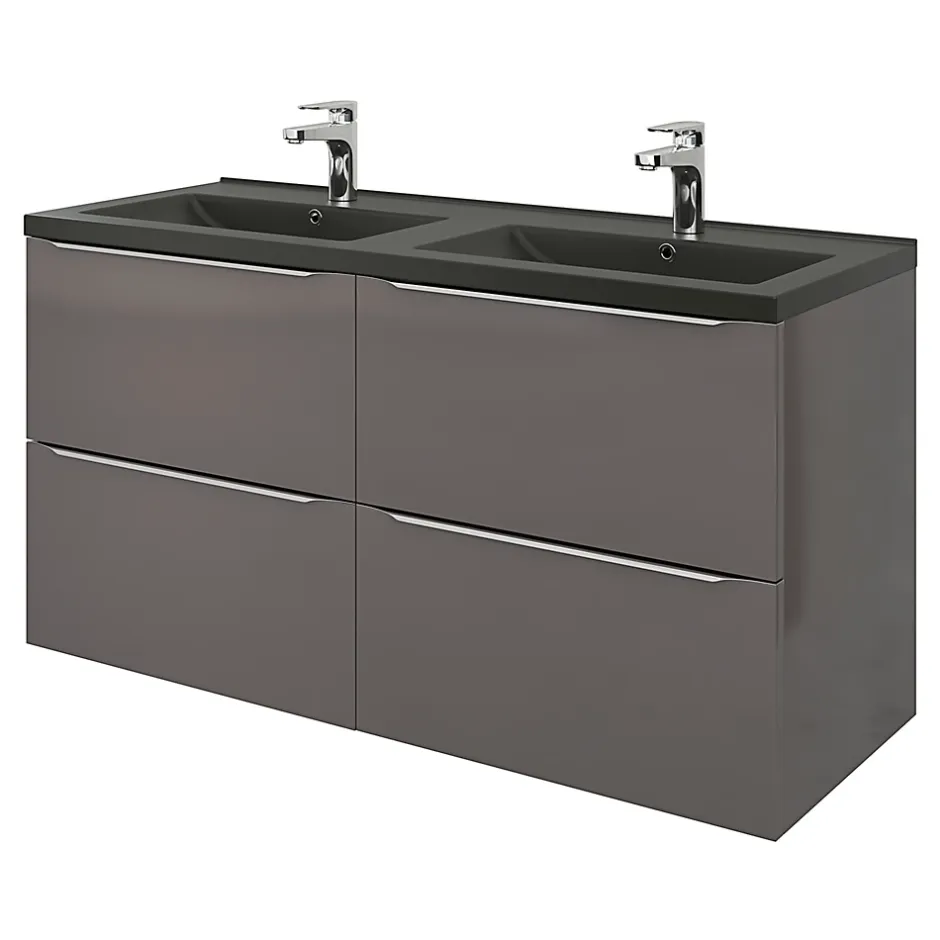 GoodHome Plan double vasque noir Nira 120 cm