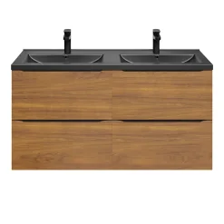 GoodHome Plan double vasque noir Nira 120 cm