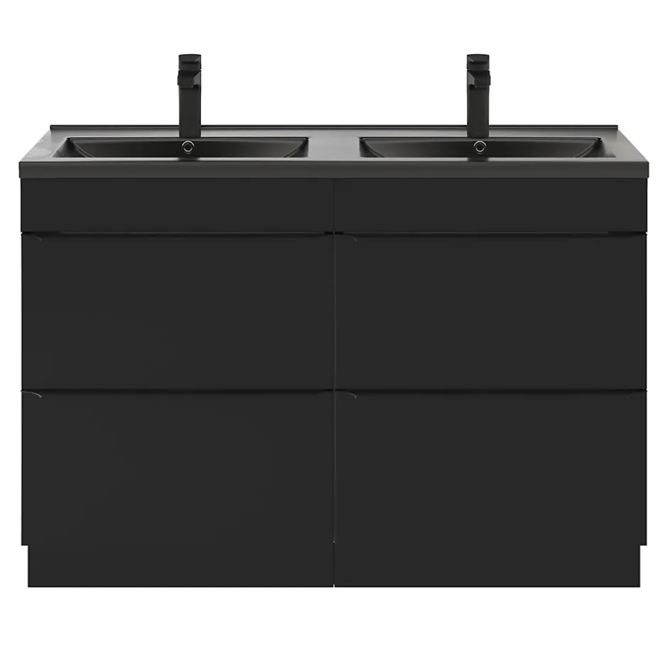 GoodHome Plan double vasque noir Nira 120 cm