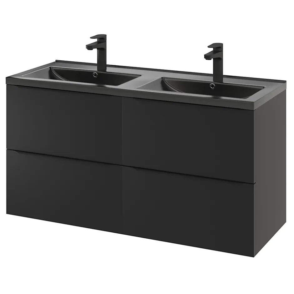 GoodHome Plan double vasque noir Nira 120 cm
