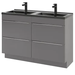 GoodHome Plan double vasque noir Nira 120 cm