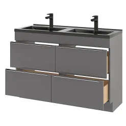 GoodHome Plan double vasque noir Nira 120 cm