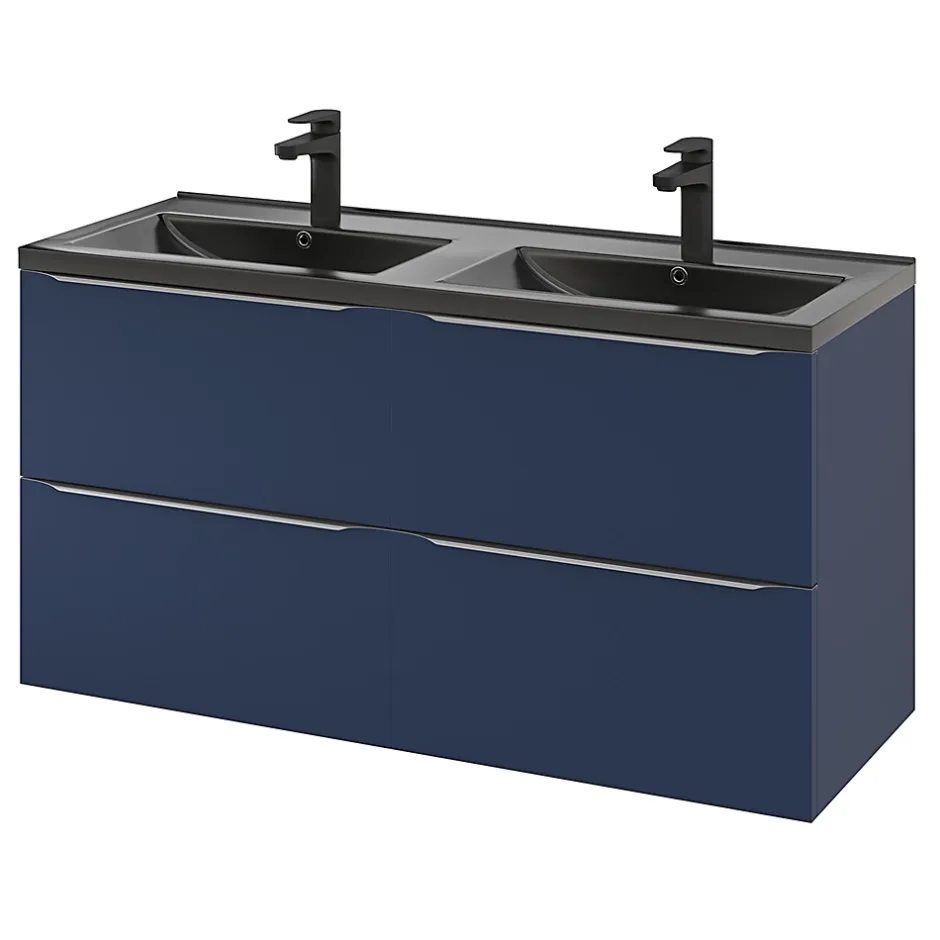 GoodHome Plan double vasque noir Nira 120 cm