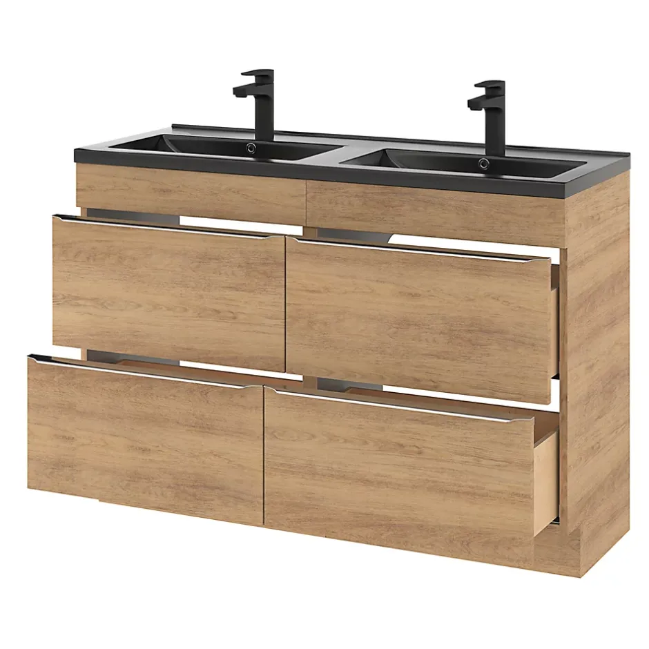 GoodHome Plan double vasque noir Nira 120 cm