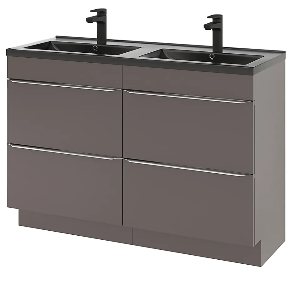 GoodHome Plan double vasque noir Nira 120 cm