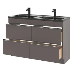 GoodHome Plan double vasque noir Nira 120 cm
