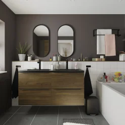 GoodHome Plan double vasque noir Nira 120 cm