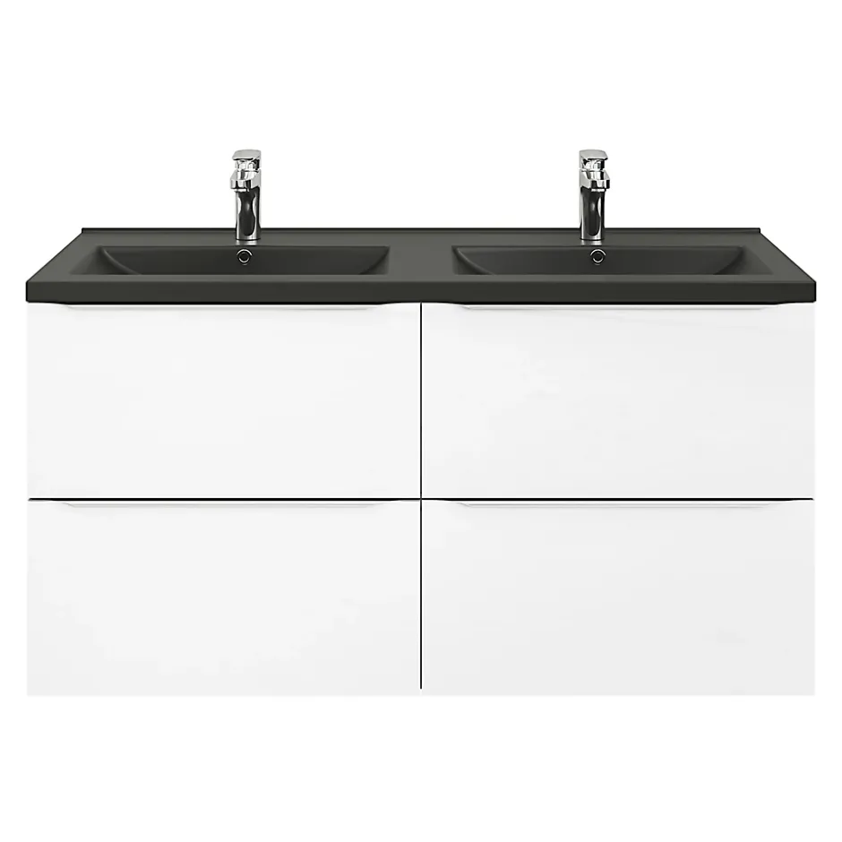 GoodHome Plan double vasque noir Nira 120 cm