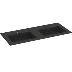 Plan double vasque noir mat en résine l.120 cm, Pamili* Plan Double Vasque