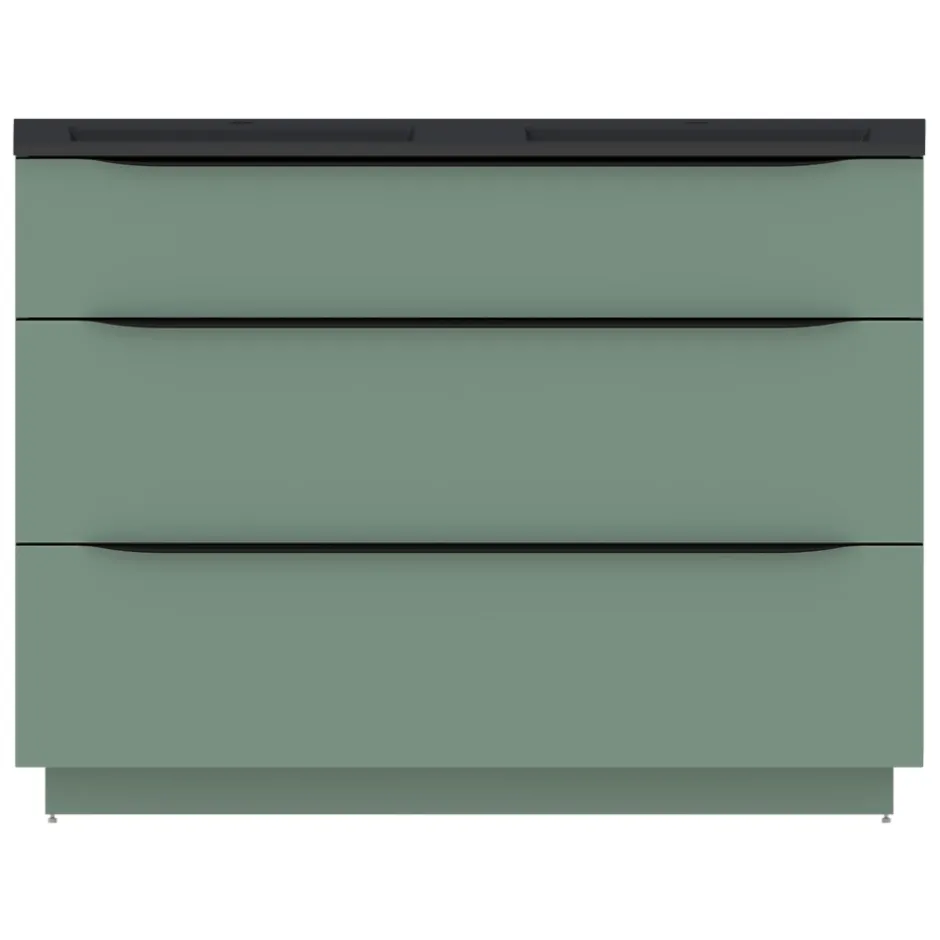 Plan double vasque noir mat en résine l.120 cm, Pamili* Plan Double Vasque