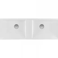 Sanindusa Plan double Vasque rectangulaire céramique traditionnelle 100x35 Vista blanc* Plan Double Vasque