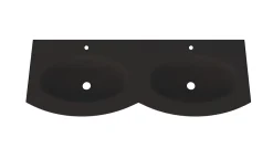 Plan double vasque verre noir mat Vague 138 cm