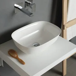 Kiamami Valentina Plan Pour Lavabo À Poser 60X50 Cm Blanc Brossé - Valentina