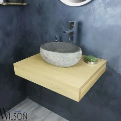 Wilson Plan salle de bain suspendu 60 cm Chêne naturel - Monica
