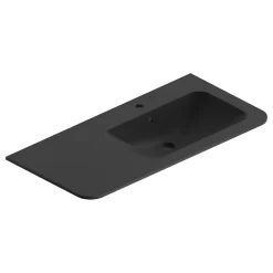 Plan simple vasque à droite à encastrer résine noir mat Alba 106 cm* Plan Simple Vasque