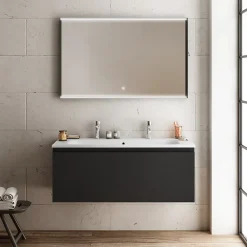 Ipiemme SRL Plan simple vasque blanc en résine l.120 cm pour 2 robinets, Pura+