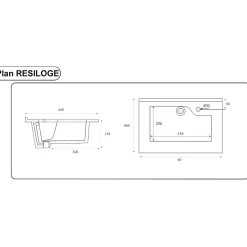 Cuisibane Plan simple vasque design RESILOGE - 60 cm