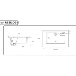 Cuisibane Plan simple vasque design gris RESILOGE - 70 cm