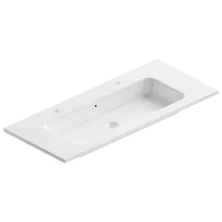 Ipiemme SRL Plan simple vasque en céramique blanc l.120 cm pour 2 robinets, Pura+* Plan Double Vasque