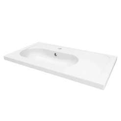 GoodHome Plan simple vasque l.80,6 x H.12,3 x P.45,2 cm, en céramique blanche, levanna* Plan Simple Vasque