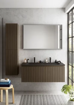 Ipiemme SRL Plan simple vasque noir en résine l.120 cm pour 2 robinets, Pura+