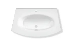 Plan simple vasque Vague en verre blanc l.69 x P.52 cm* Plan Simple Vasque