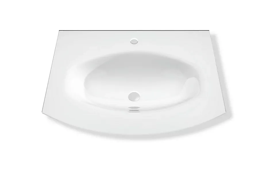 Plan simple vasque Vague en verre blanc l.69 x P.52 cm* Plan Simple Vasque