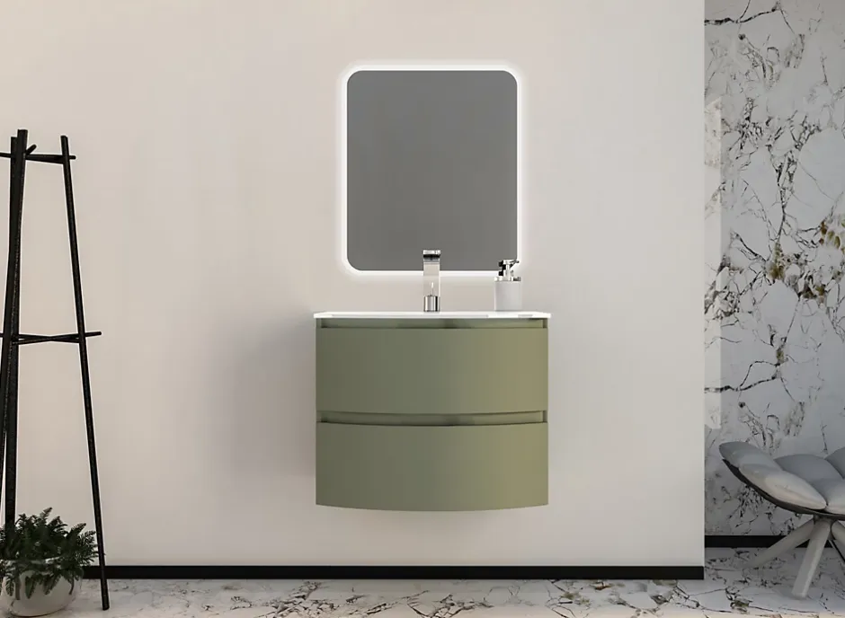 Plan simple vasque Vague en verre blanc l.69 x P.52 cm* Plan Simple Vasque