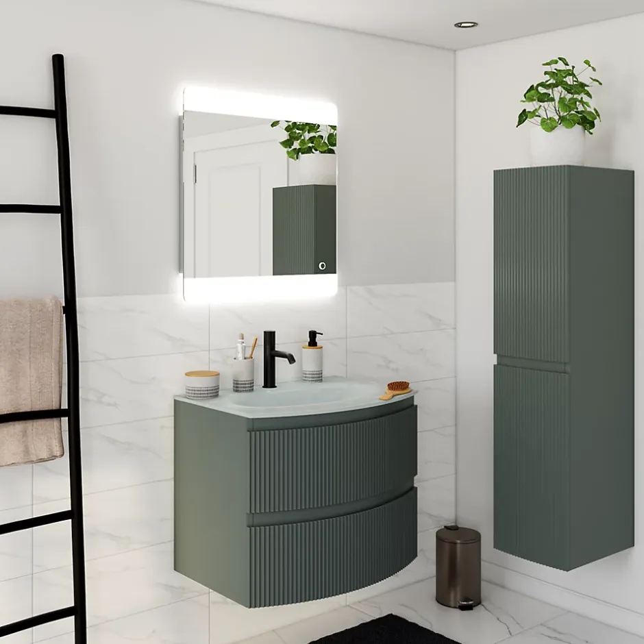 Plan simple vasque Vague en verre blanc l.69 x P.52 cm* Plan Simple Vasque