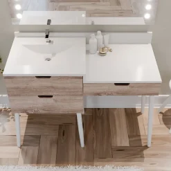 Cuisibane Plan vasque 120 cm en résine 1 vasque décentrée - ATOLL* Plan Simple Vasque