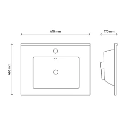 Plan vasque à encastrer blanc en céramique l.61 cm, Opah* Plan Simple Vasque