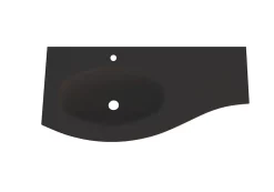 Plan vasque à gauche verre noir Vague 104 cm* Plan Simple Vasque