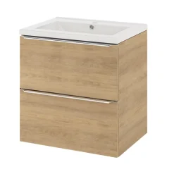 GoodHome Plan vasque blanc en céramique l.60 cm Nira