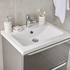 GoodHome Plan vasque blanc en céramique l.60 cm Nira