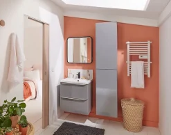 GoodHome Plan vasque blanc en céramique l.60 cm Nira