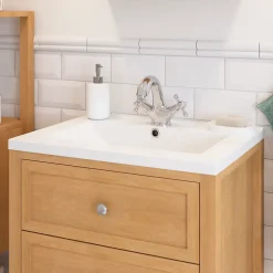 GoodHome Plan vasque blanc en céramique l.60 cm Nira